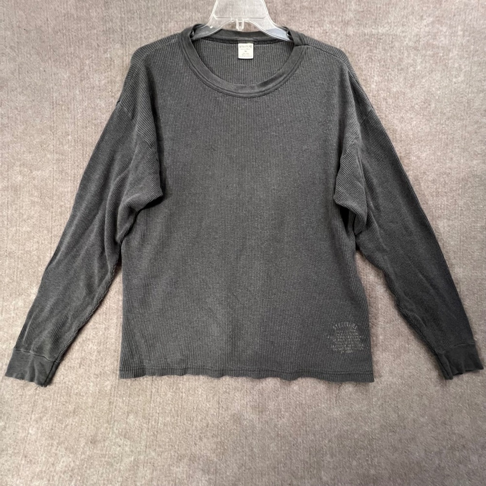 Vintage Structure Y2k USA‎ Mens XL Gray Long Sleeve Waffle Knit Thermal Shirt